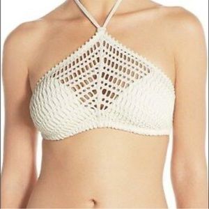 Robin Piccone Sophia Crotchet Bikini Top In Ivory L